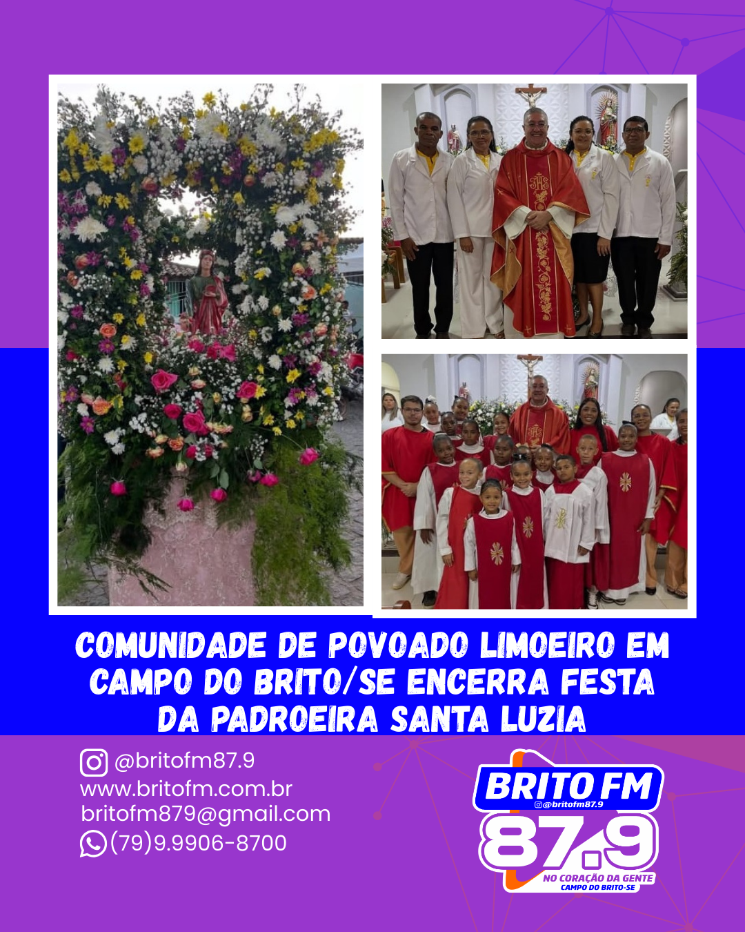 Comunidade de Povoado Limoeiro em Campo do Brito/SE encerra Festa da Padroeira Santa Luzia